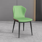 Chaise de salle à manger moderne en similicuir avec dossier à oreilles et pieds en acier