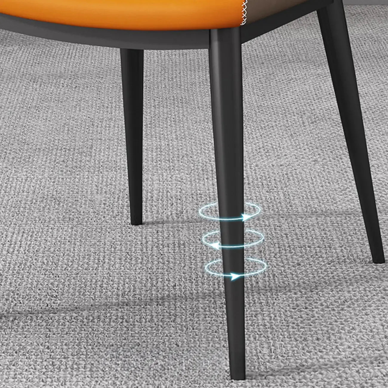 Chaise de salle à manger moderne en similicuir avec dossier à oreilles et pieds en acier