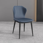 Chaise de salle à manger moderne en similicuir avec dossier à oreilles et pieds en acier