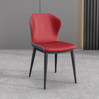 Chaise de salle à manger moderne en similicuir avec dossier à oreilles et pieds en acier