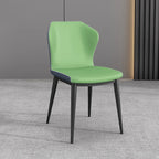 Chaise de salle à manger moderne en similicuir avec dossier à oreilles et pieds en acier