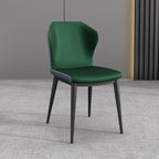 Chaise de salle à manger moderne en similicuir avec dossier à oreilles et pieds en acier