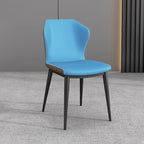 Chaise de salle à manger moderne en similicuir avec dossier à oreilles et pieds en acier