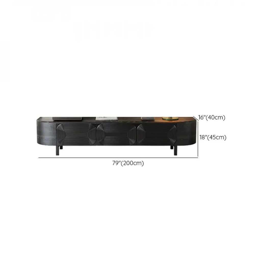 Meuble TV en bois noir de style Mid-Century Modern avec tiroirs