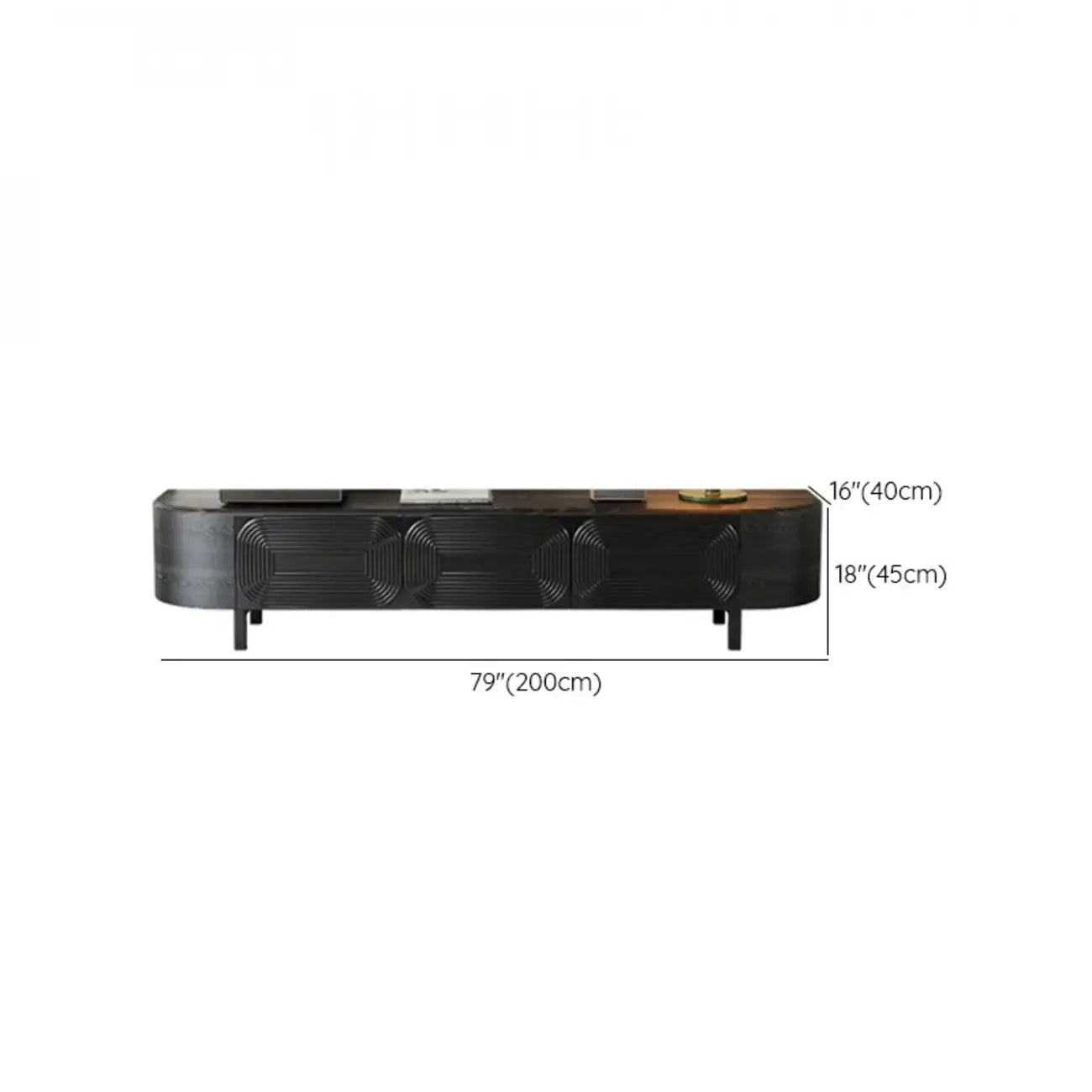 Meuble TV en bois noir de style Mid-Century Modern avec tiroirs