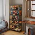 Vitrine moderne sur pied à 5 niveaux avec couvercle rabattable