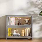 Vitrine moderne sur pied à 5 niveaux avec couvercle rabattable