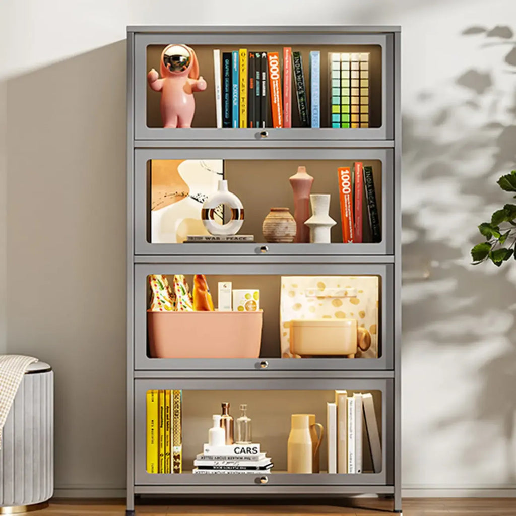 Vitrine moderne sur pied à 5 niveaux avec couvercle rabattable