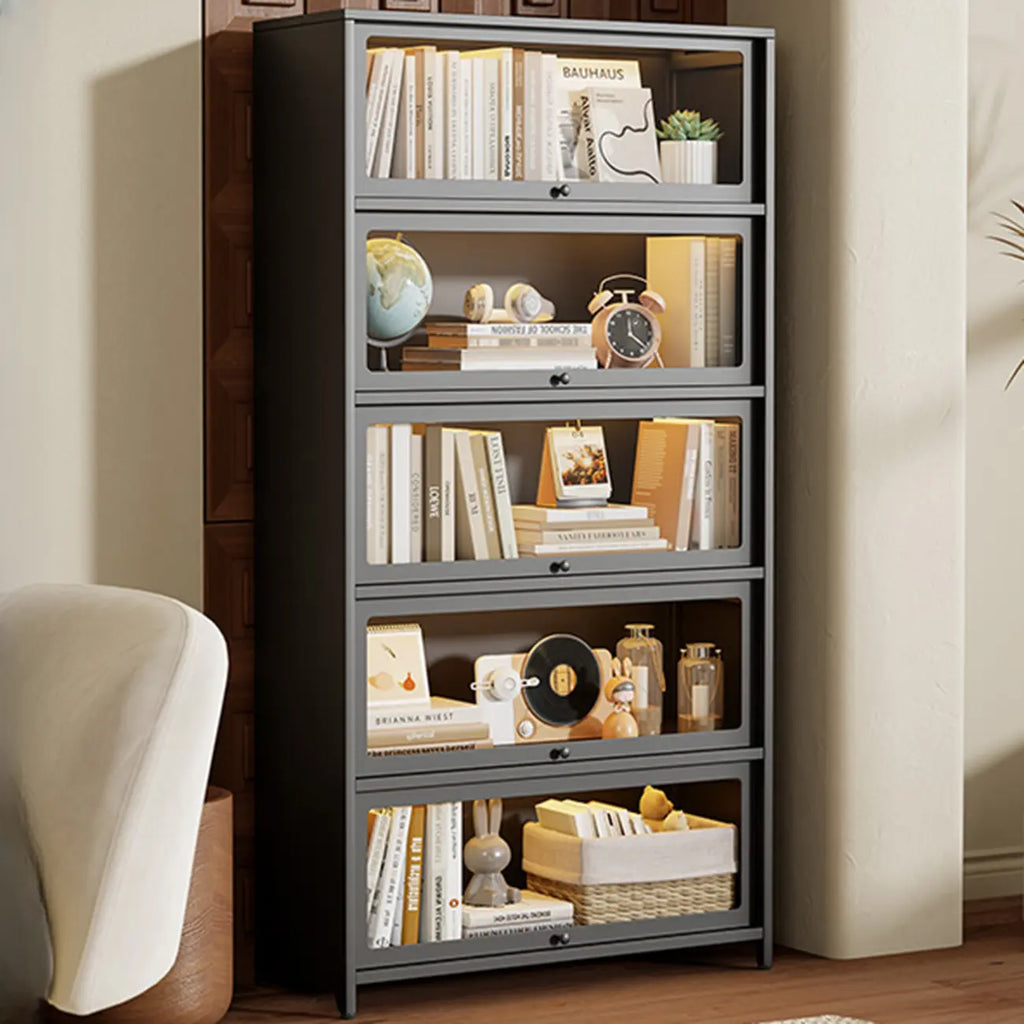 Vitrine moderne sur pied à 5 niveaux avec couvercle rabattable