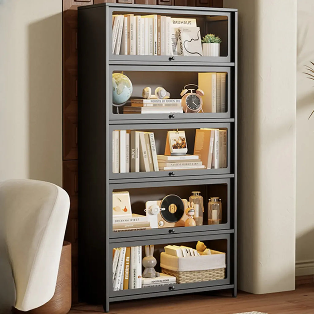 Vitrine moderne sur pied à 5 niveaux avec couvercle rabattable