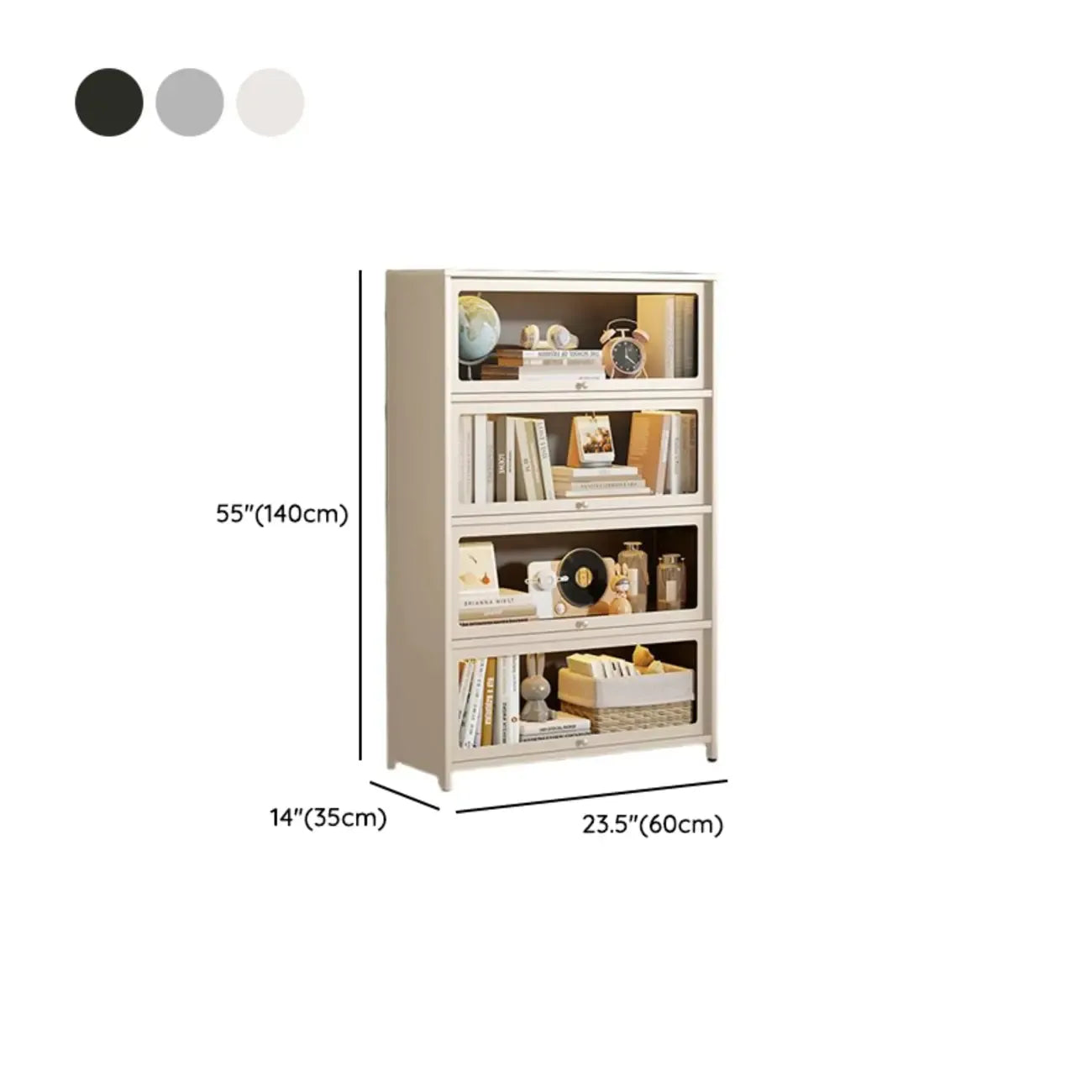 Vitrine moderne sur pied à 5 niveaux avec couvercle rabattable