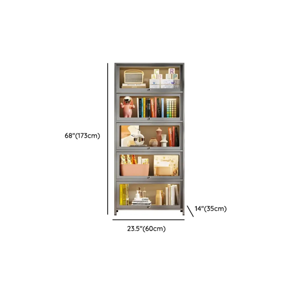 Vitrine moderne sur pied à 5 niveaux avec couvercle rabattable