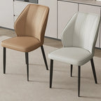 Chaise de salle à manger moderne à oreilles, revêtue de similicuir et dotée de pieds en métal