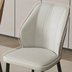 Chaise de salle à manger moderne à oreilles, revêtue de similicuir et dotée de pieds en métal