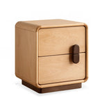 Petite table de chevet moderne cubique à 2 tiroirs en bois