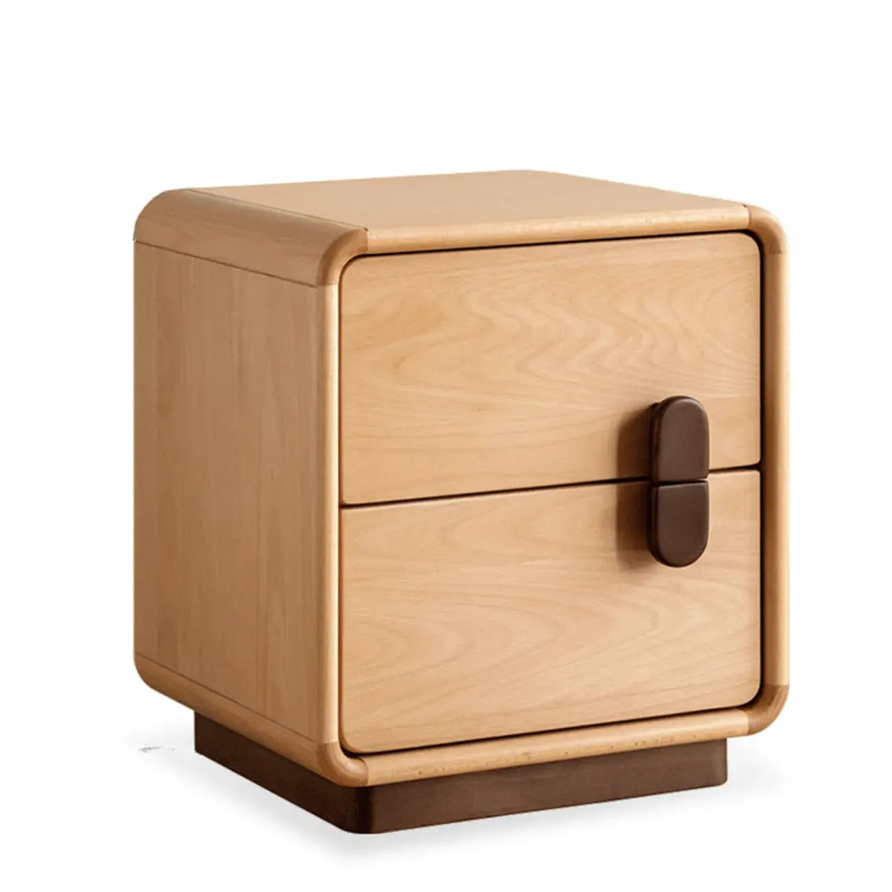 Petite table de chevet moderne cubique à 2 tiroirs en bois