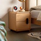 Petite table de chevet moderne cubique à 2 tiroirs en bois