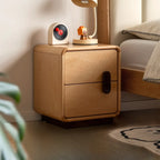 Petite table de chevet moderne cubique à 2 tiroirs en bois