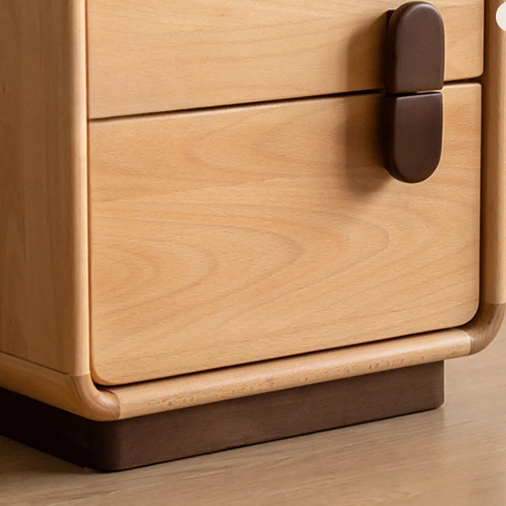 Petite table de chevet moderne cubique à 2 tiroirs en bois