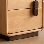 Petite table de chevet moderne cubique à 2 tiroirs en bois