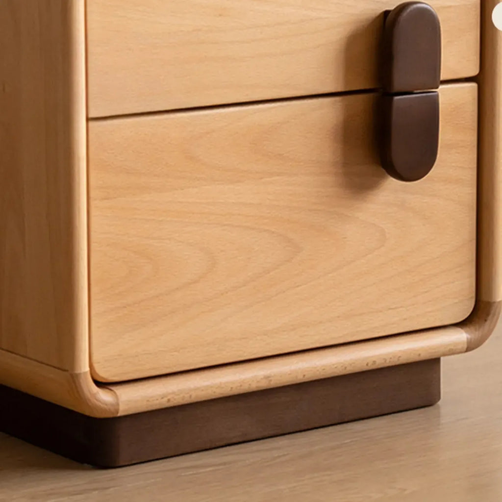 Petite table de chevet moderne cubique à 2 tiroirs en bois