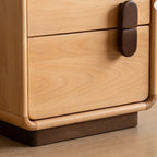 Petite table de chevet moderne cubique à 2 tiroirs en bois