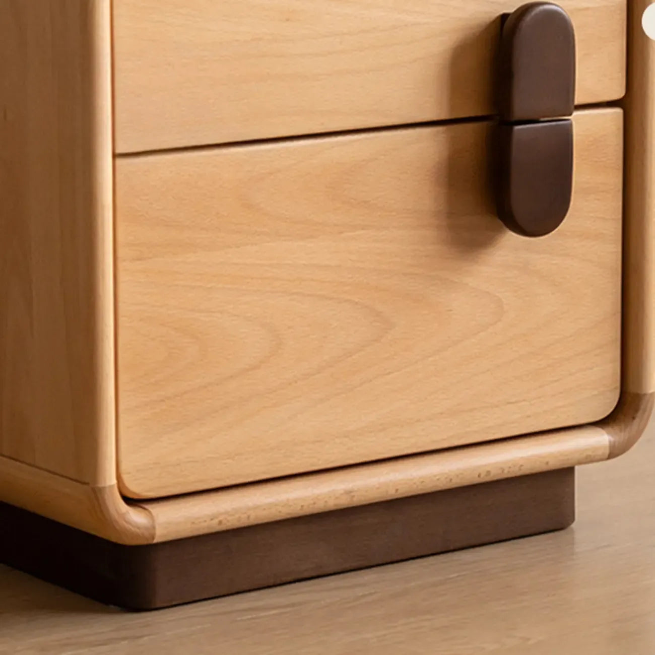 Petite table de chevet moderne cubique à 2 tiroirs en bois