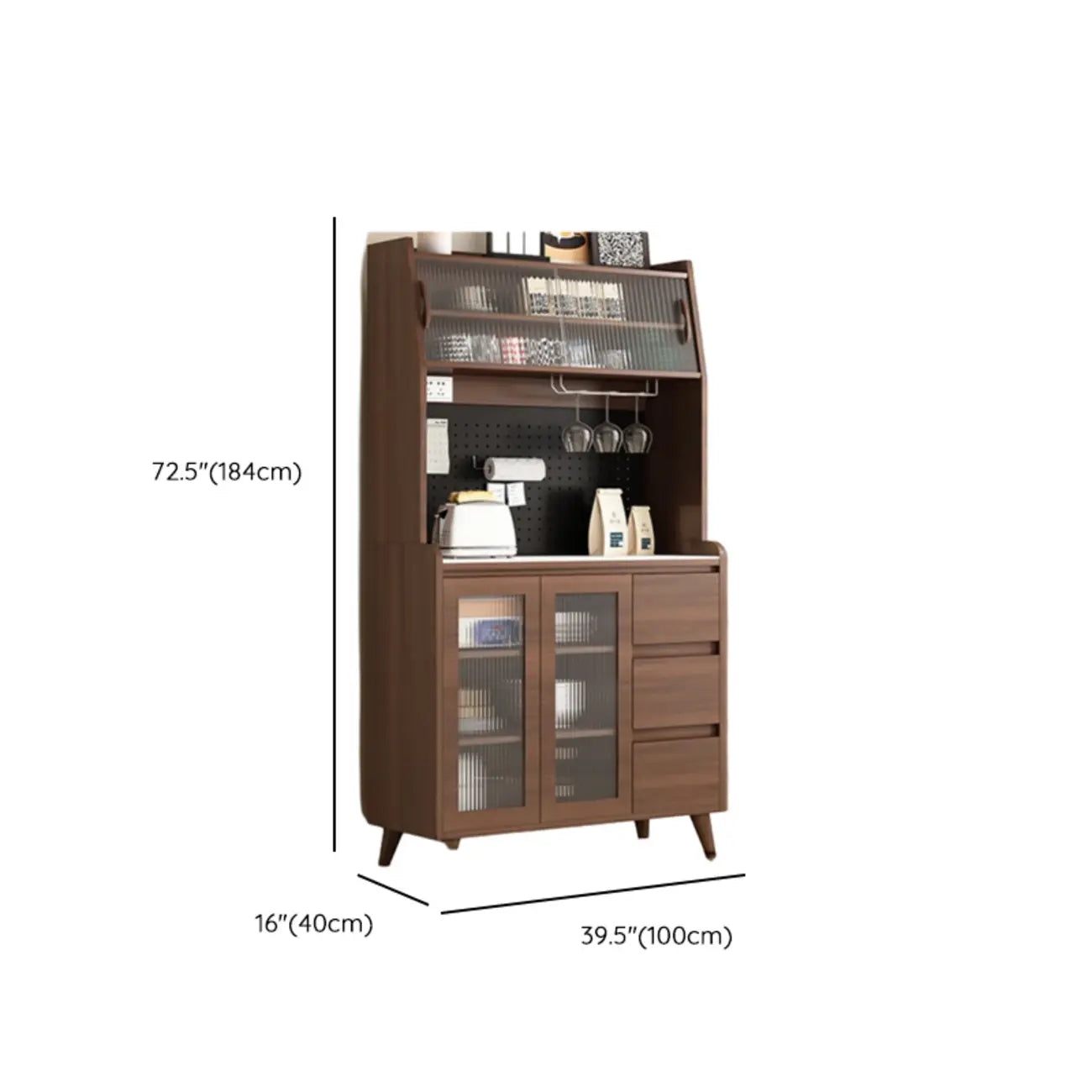 Buffet de cuisine en bois brun avec tiroir