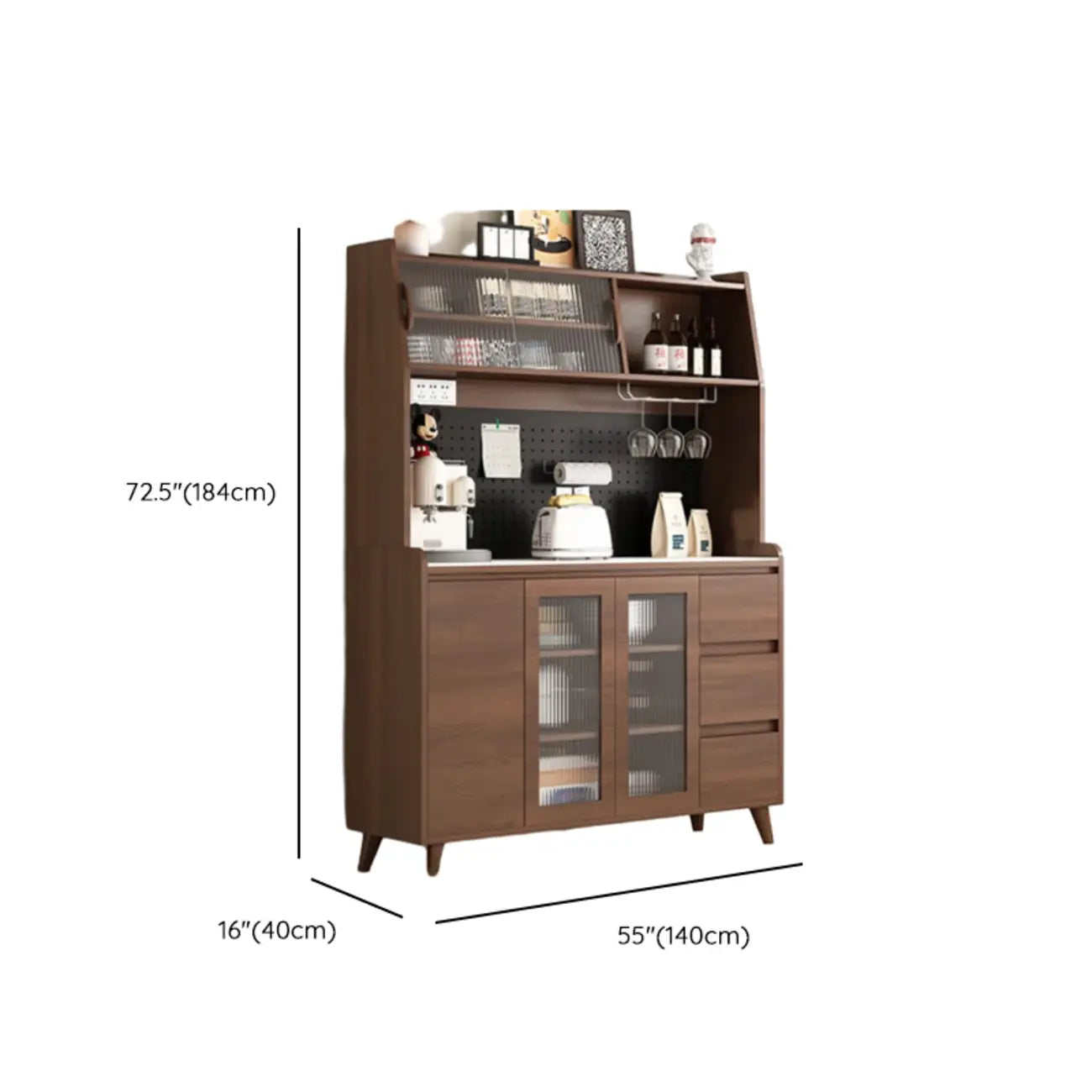 Buffet de cuisine en bois brun avec tiroir