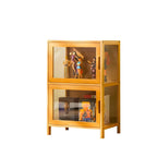 Vitrine haute moderne en bambou avec portes vitrées