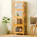 Vitrine haute moderne en bambou avec portes vitrées