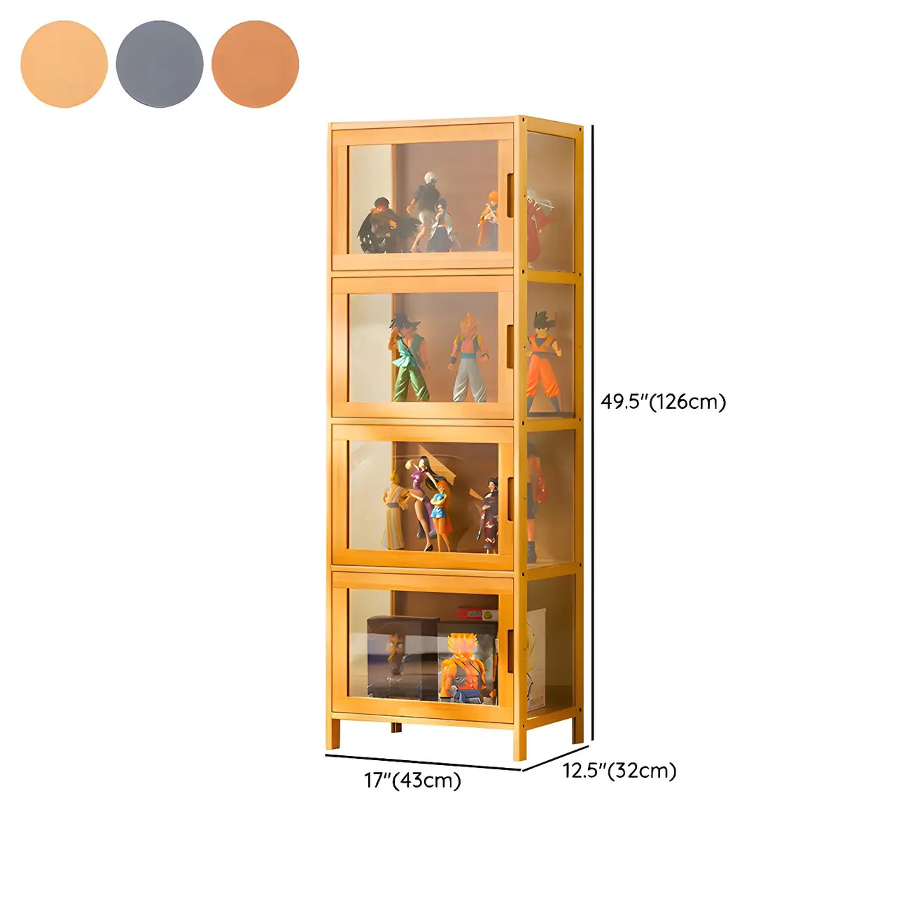 Vitrine haute moderne en bambou avec portes vitrées