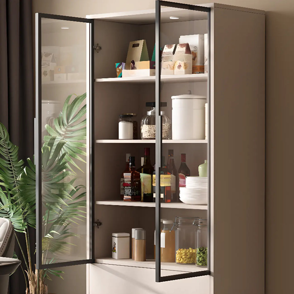 Vitrine en bois kaki avec étagère réglable et tiroir