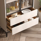 Vitrine en bois kaki avec étagère réglable et tiroir