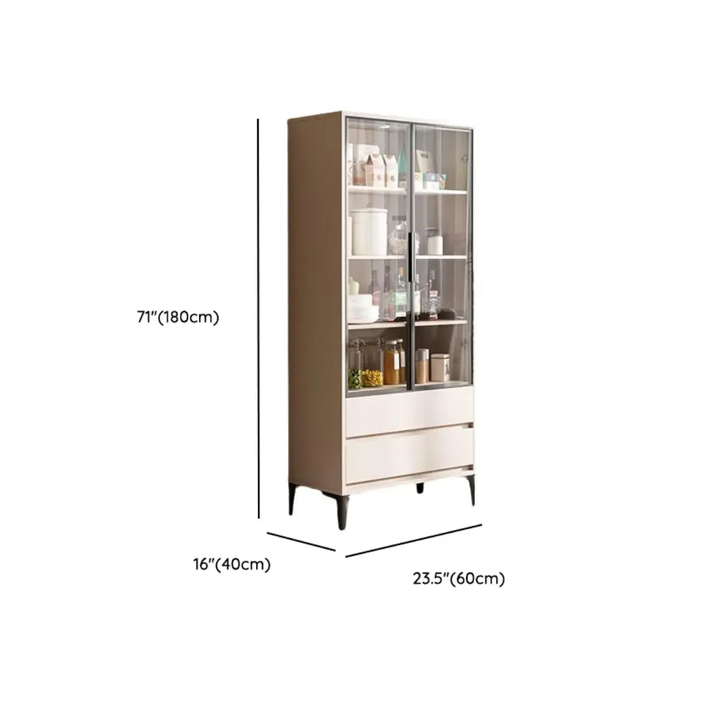 Vitrine en bois kaki avec étagère réglable et tiroir