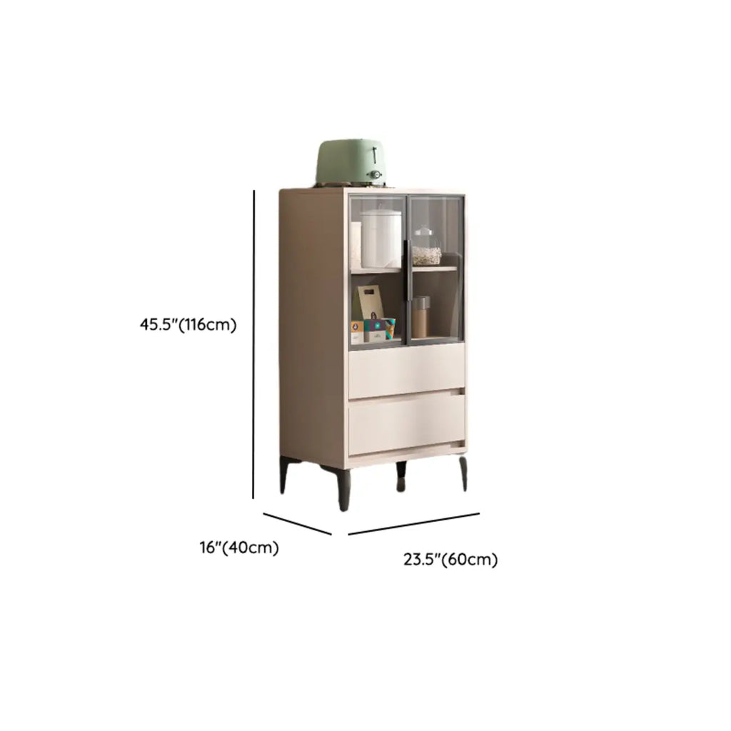 Vitrine en bois kaki avec étagère réglable et tiroir
