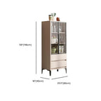Vitrine en bois kaki avec étagère réglable et tiroir