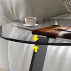 Table d'appoint en métal avec plateau en verre noir en forme de C pour salon