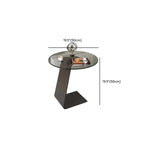 Table d'appoint en métal avec plateau en verre noir en forme de C pour salon