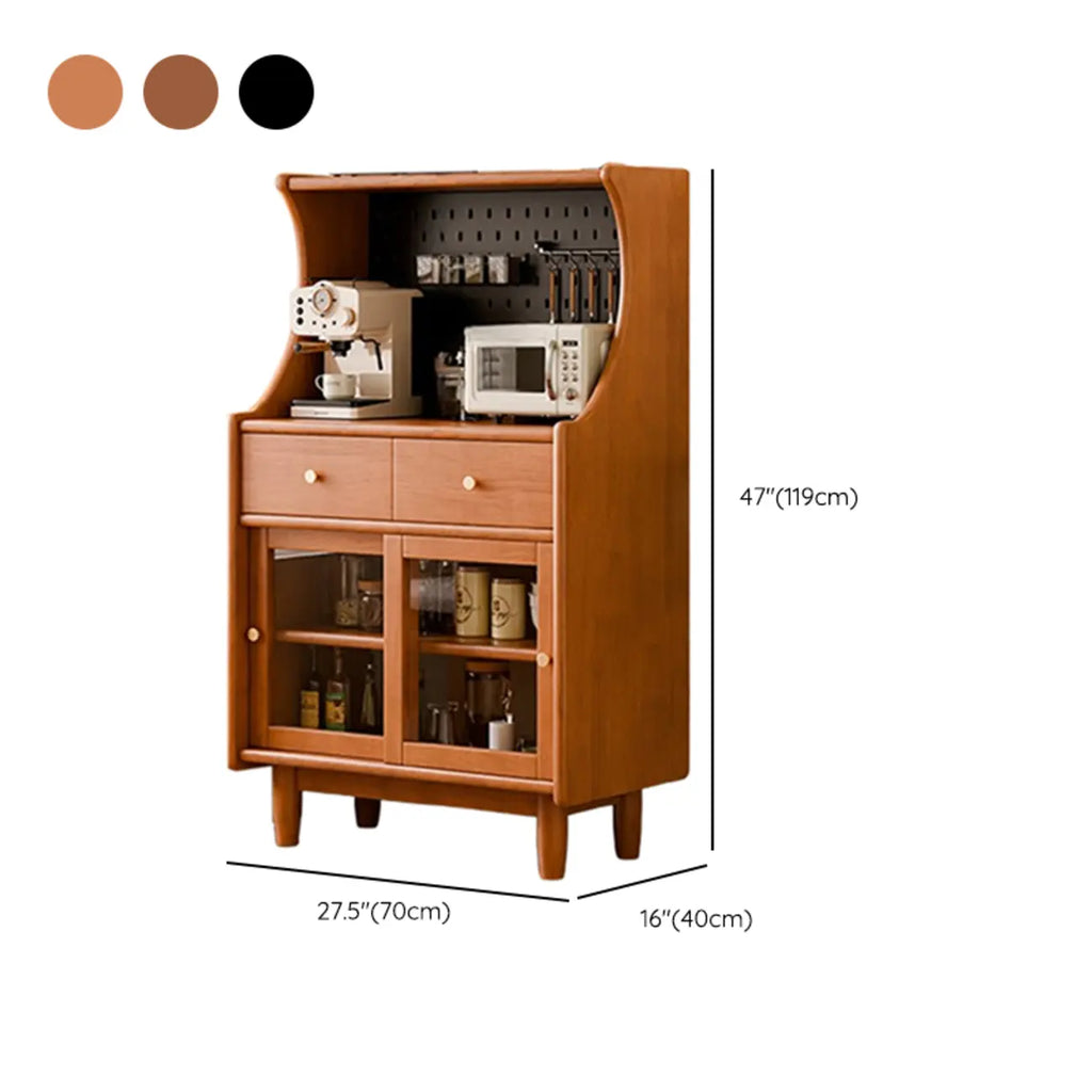 Buffet de rangement ouvert à 2 tiroirs en bois de cerisier avec éclairage