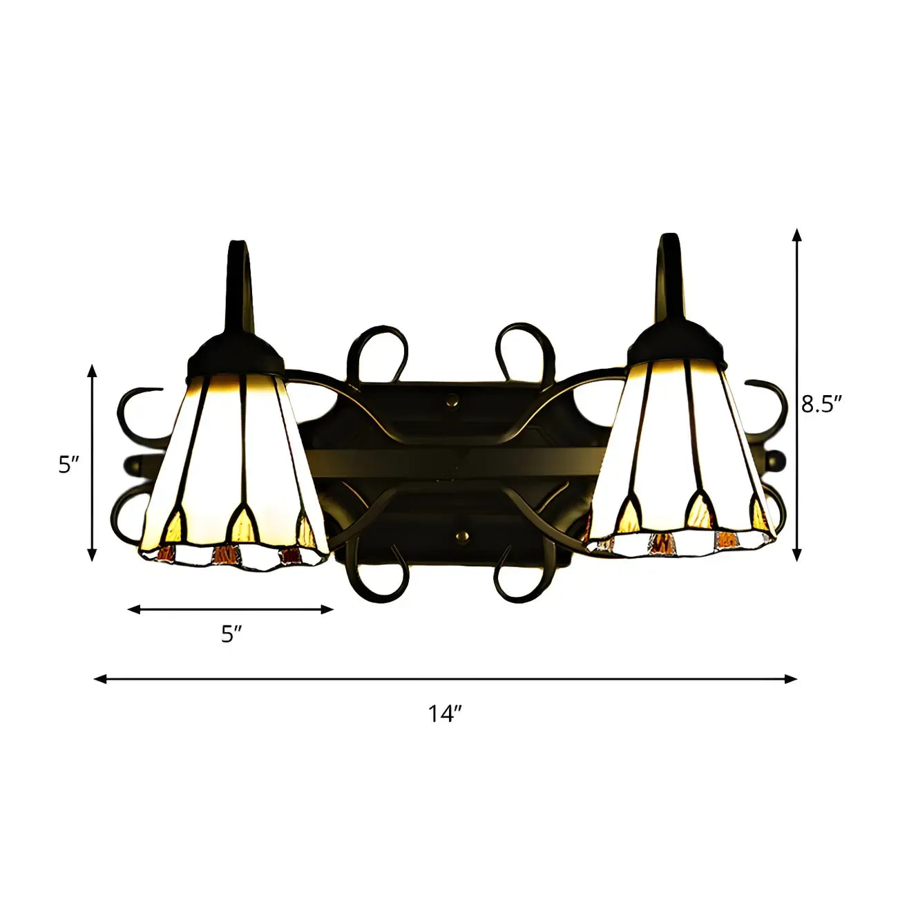 Applique da parete a 2 luci in vetro beige vintage per l'arredamento dell'ingresso