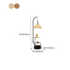 Étagère de rangement élégante en tissu, fer et bois, lampadaire arqué