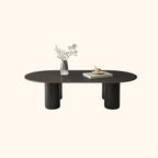 Table basse ovale simple à 4 pieds en bois et pierre pour salon
