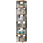 Bibliothèque minimaliste en acrylique et bambou à 5 étagères étroites