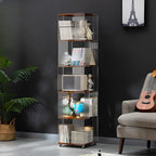 Bibliothèque minimaliste en acrylique et bambou à 5 étagères étroites