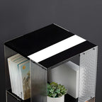 Bibliothèque minimaliste en acrylique et bambou à 5 étagères étroites