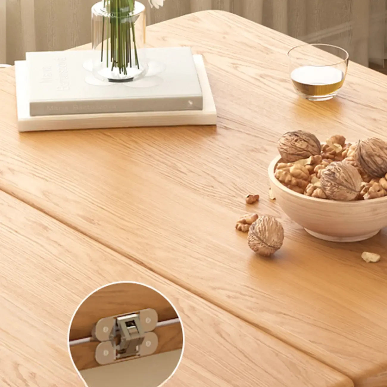 Table d'appoint moderne à roulettes avec plateau pliable et rangement dissimulé