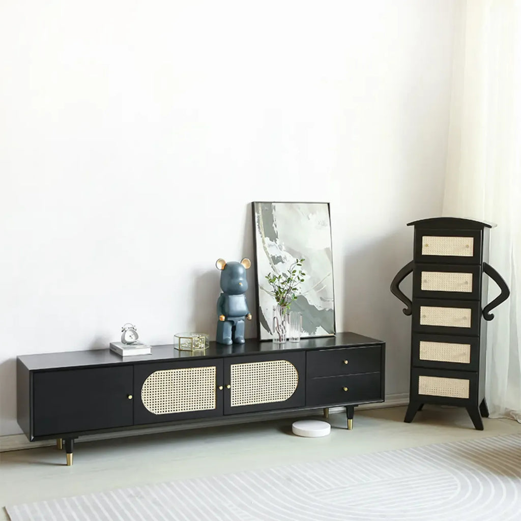 Commode minimaliste en bois et encre, meuble TV