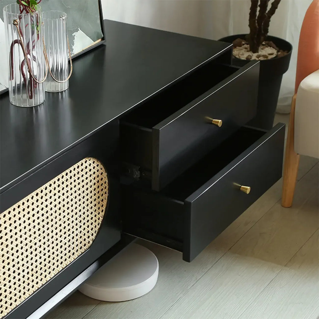 Commode minimaliste en bois et encre, meuble TV