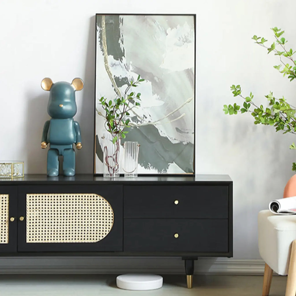 Commode minimaliste en bois et encre, meuble TV